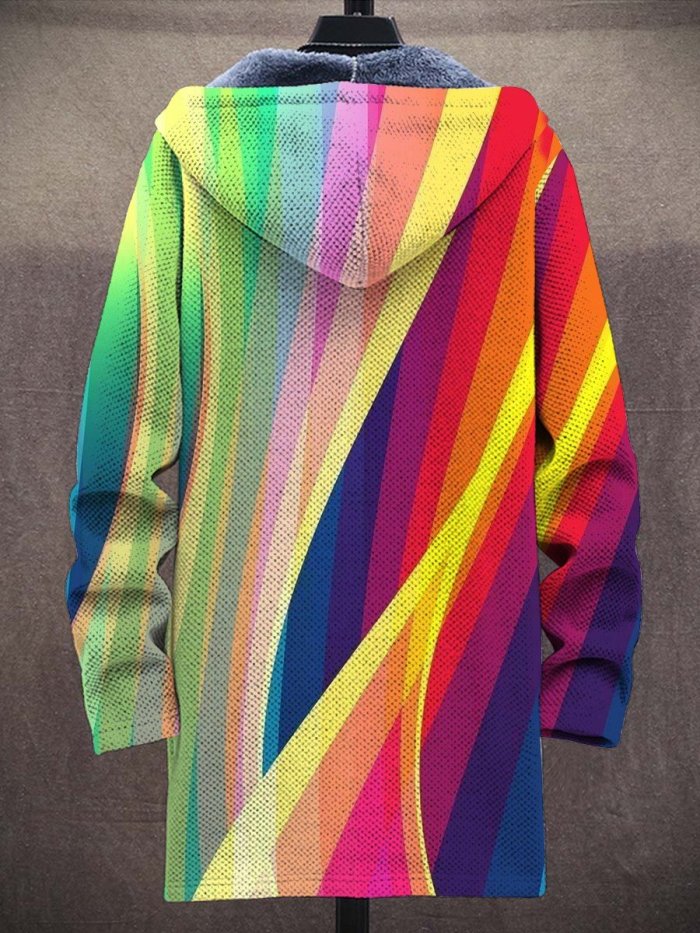 Men's Art Colors Long-Sleeved Fleece Sweater Coat Cardigan