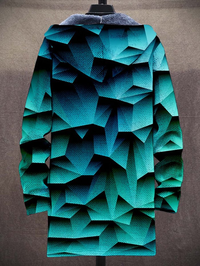 Unisex Plush Sense Of Technology Art Casual Print Thick Long-Sleeved Sweater Coat Cardigan