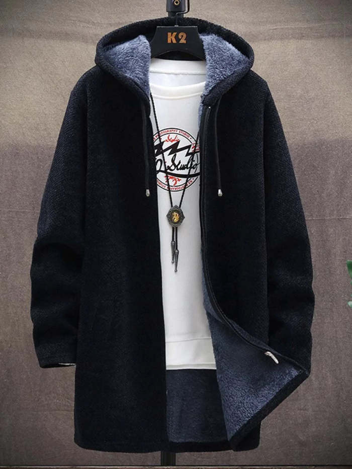 Men's Plush Thick Sweater Loose Knitted Sweater Long-Sleeved Sweater Coat Cardigan