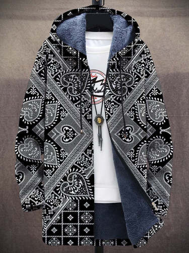 Unisex Retro Ethnic Art Pattern Plush Thick Long-Sleeved Sweater Coat Cardigan