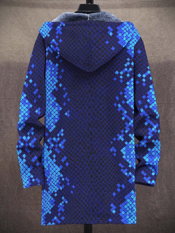 Unisex Geometry Gradient Art Plush Thick Long-Sleeved Sweater Coat Cardigan