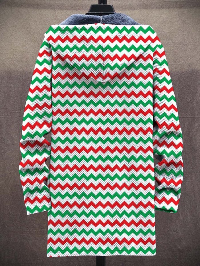 Men's Christmas Fashion Plush Thick Long-Sleeved Sweater Coat Cardigan