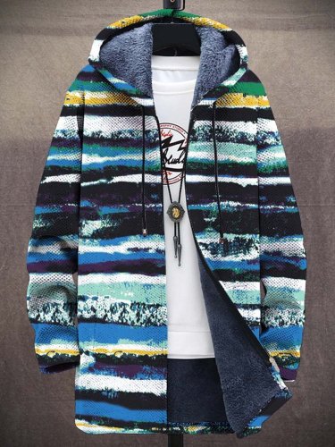 Men's Art Fashion Plush Thick Long-Sleeved Sweater Coat Cardigan