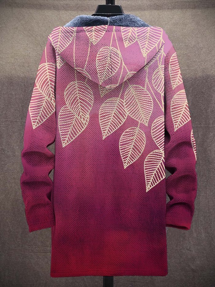 Unisex Gradient Flower Art Plush Thick Long-Sleeved Sweater Coat Cardigan
