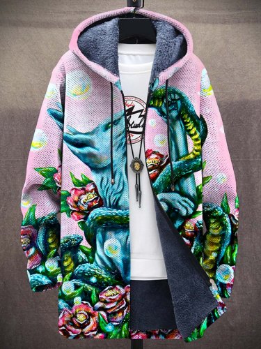 Unisex Cat Skull Art Plush Thick Long-Sleeved Sweater Coat Cardigan