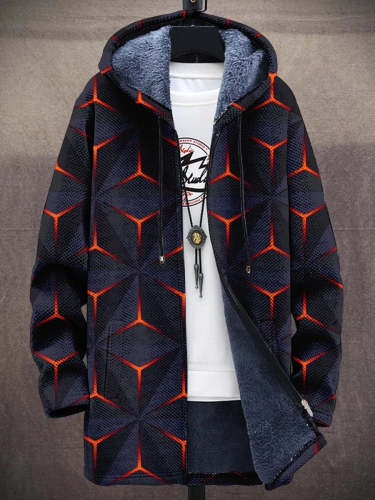 Men's Fashion Hippie Colorful Plush Thick Long-Sleeved Sweater Coat Cardigan