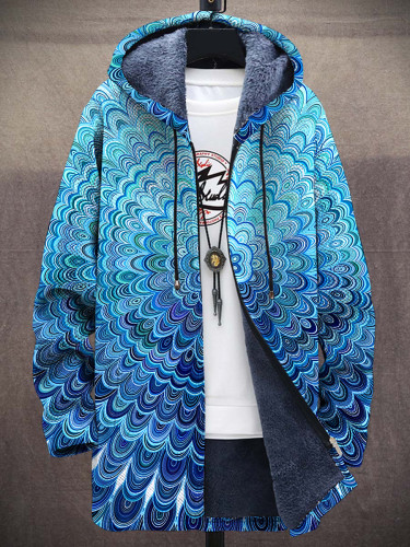 Unisex Mandala Art Plush Thick Long-Sleeved Sweater Cardigan Coat