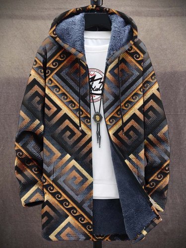 Men's Art Plush Thick Long-Sleeved Sweater Coat Cardigan