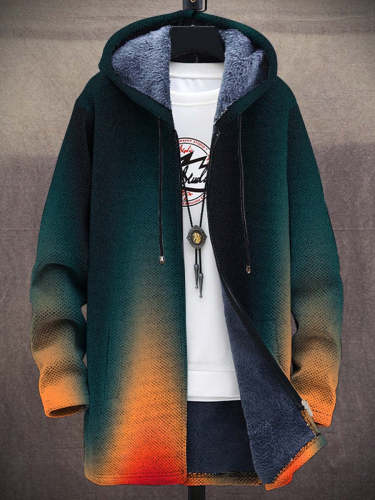 Unisex Artistic Gradient Plush Thick Long-Sleeved Sweater Coat Cardigan
