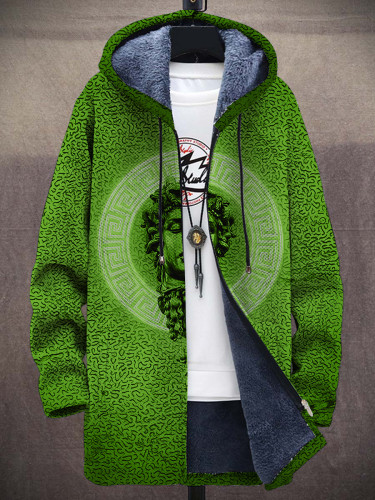 Simple Art Print Casual Plush Thick Long-Sleeved Sweater Coat Cardigan