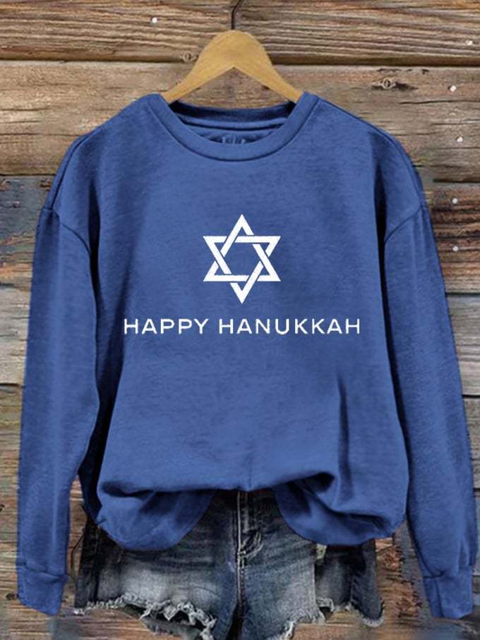 Women's Happy Hanukkah Printed Sweatshirt