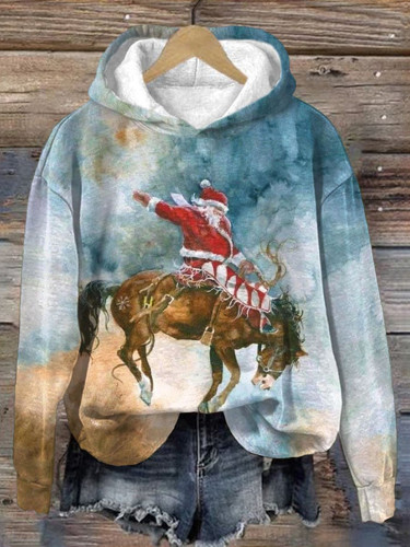 Santa Ride Horse Print Hoodie