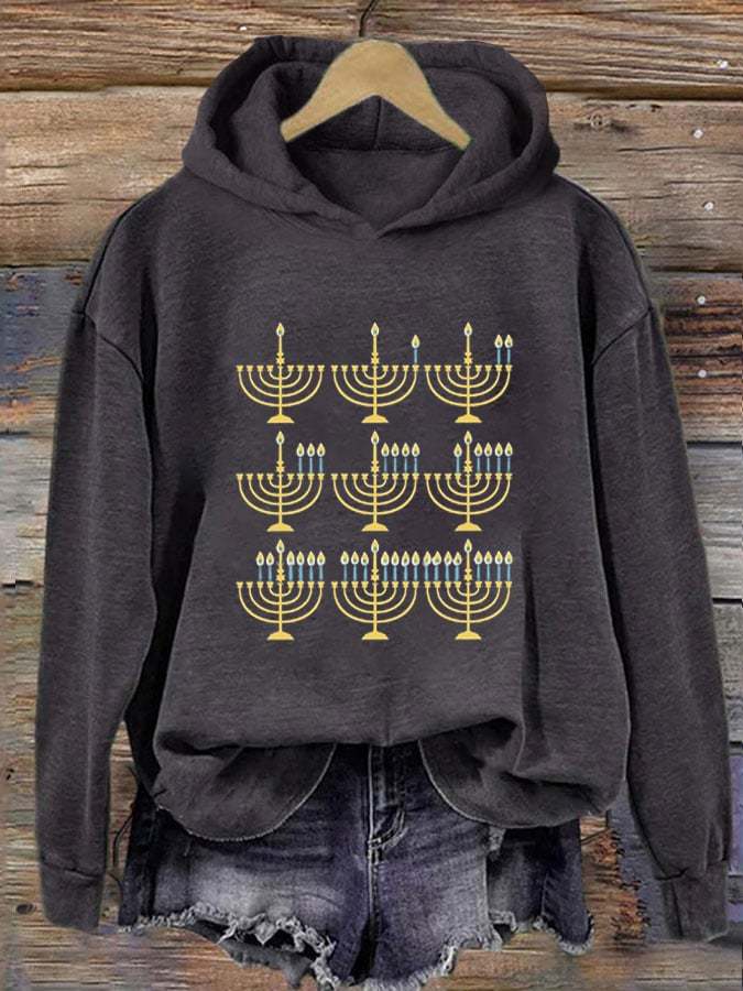 Women's Happy Hanukkah Print Hoodie