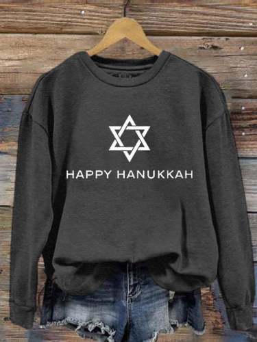 Women's Happy Hanukkah Printed Sweatshirt