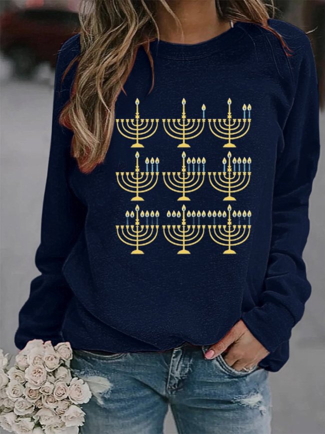 Women's Happy Hanukkah Print Sweatshirt