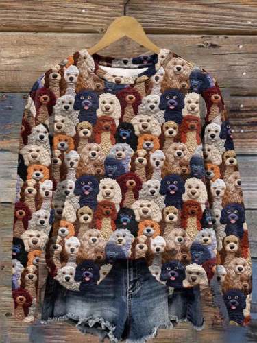 Cute 3D Dog Print Casual Crew Neck Sweatshirt for Dog Lovers