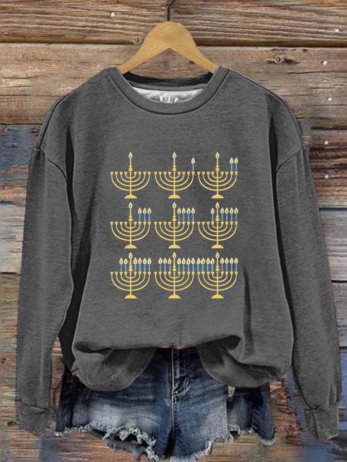 Women's Happy Hanukkah Print Sweatshirt
