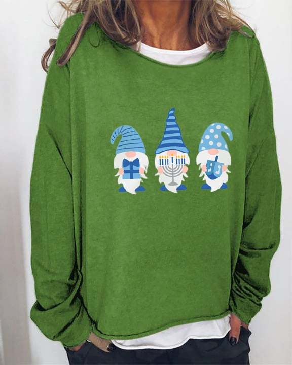 Women's Hannukah Gnomes Print Sweatshirt
