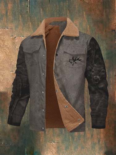 Men's Western Jacket Plush Cotton Work Casual Jacket