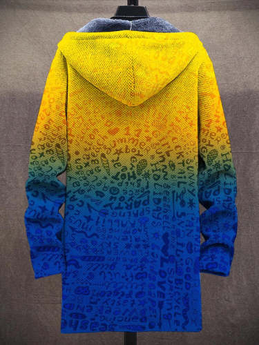 Men's Art Gradient Plush Thick Long-Sleeved Sweater Coat Cardigan