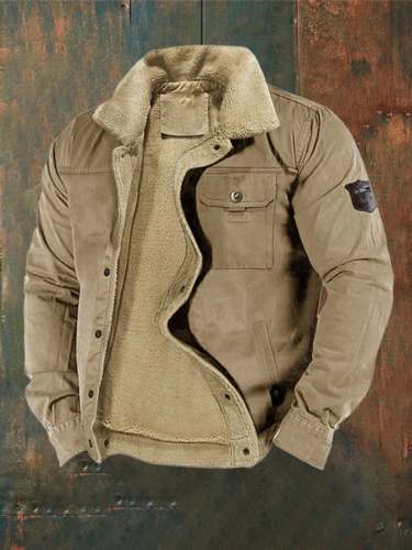 Men's Retro Western Cowboy Winter Fleece Jacket