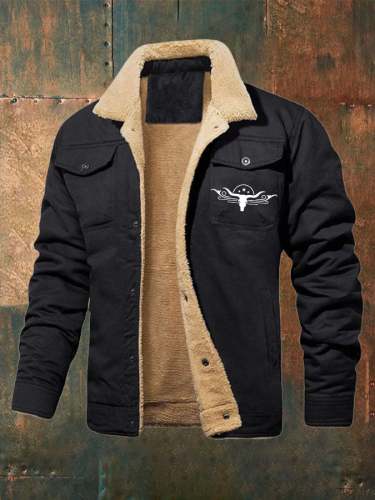 Men'S Casual Western Print Fleece Jacket