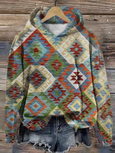 Western Ethnic Print Casual Hoodie