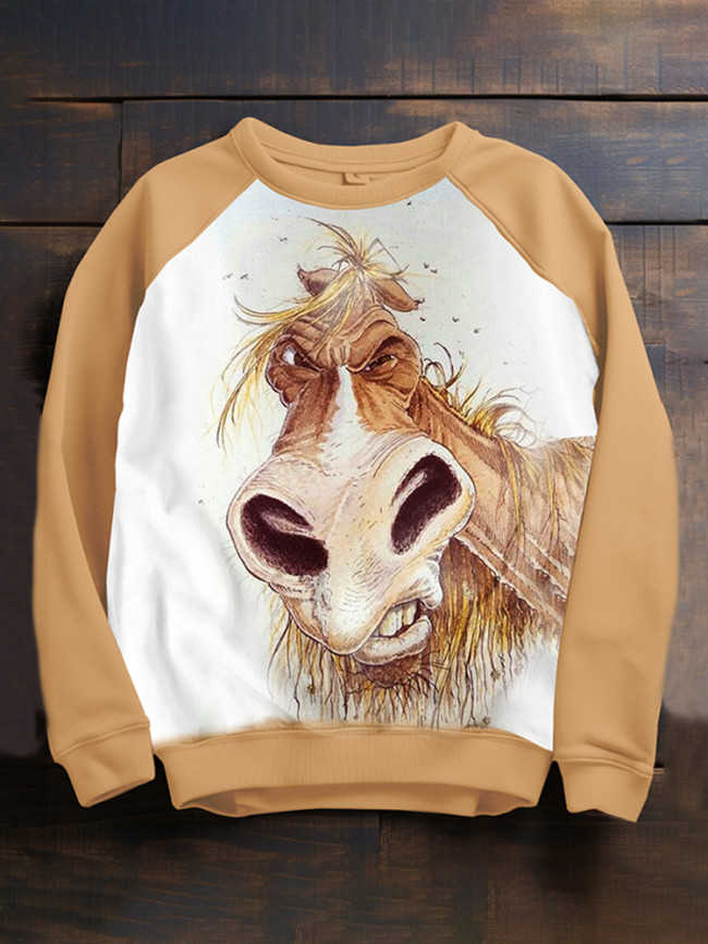 Fun Horse Art Print Sweatshirt