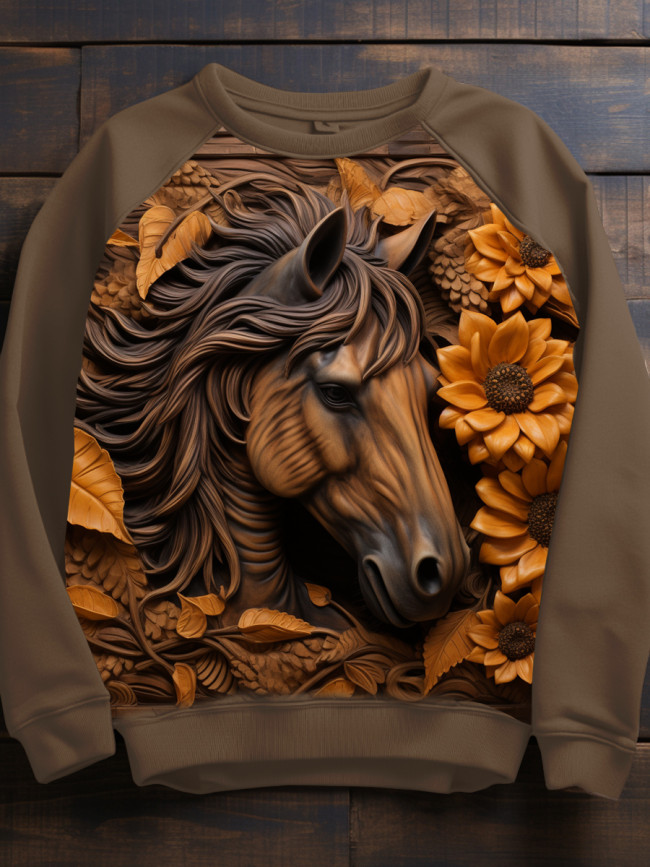 Retro Horse Print Sweatshirt