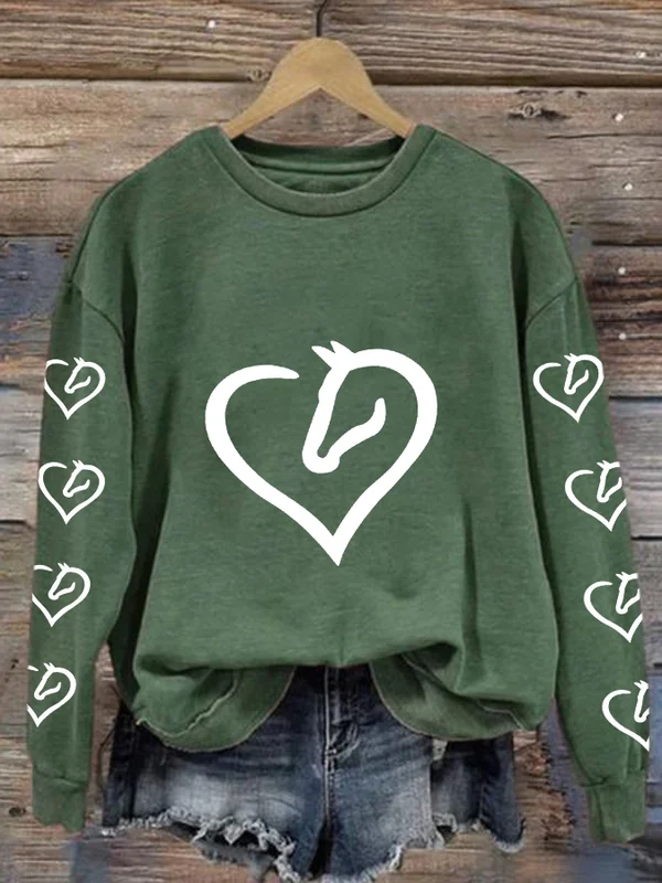 Love Horse Print Sweatshirt