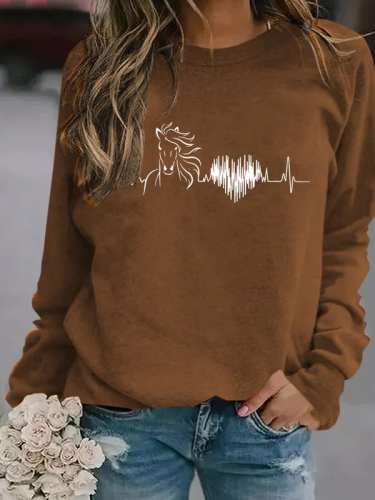 Casual Horse Print Sweatshirt
