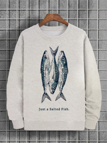 Men's Just A Salted Fish Mackerel Art Printed Casual Sweatshirt