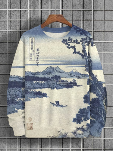 Men's Mountains Trees Lake Landscape Art Printed Sweatshirt