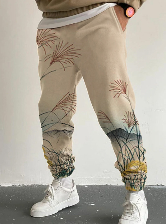 Men's Paddy Mountain Japanese Art Print Joggers Casual Sweatpants