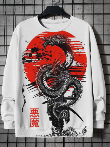 Men's Samurai Oriental Dragon Art Devil Printed Sweatshirt