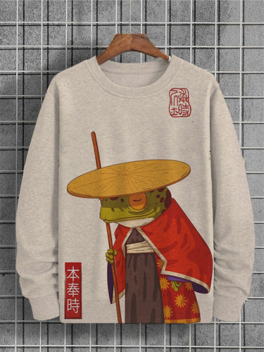 Men's Vintage Frog Toad Samurai Japanese Art Print Sweatshirt