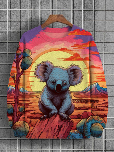 Men's Koala Beautiful Sunset Art Illustration Print Sweatshirt