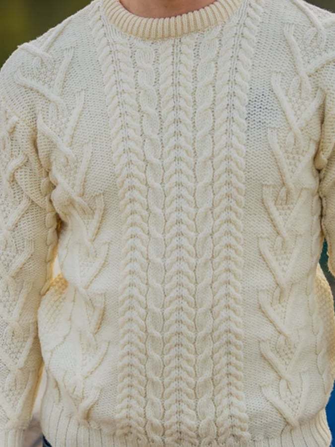Men's Retro Simple Casual Round Neck Pullover Sweater