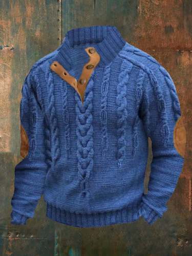 Men's Knit Cable Button-Down Sweater