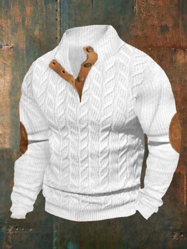 Men's Knit Cable Button-Down Sweater