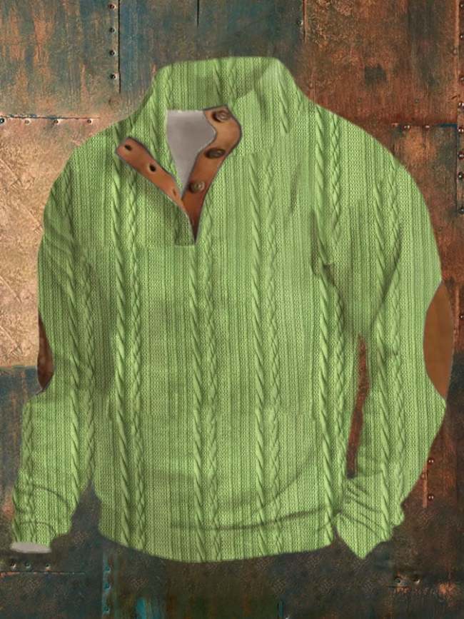 Men's Vintage Buttons Casual Sweatshirt