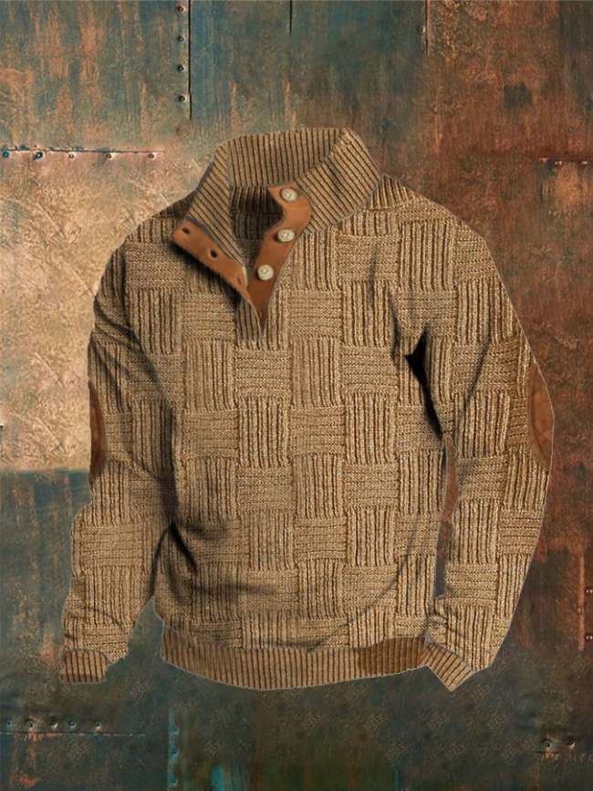 Men'S Plaid Print Button Casual Sweatshirt