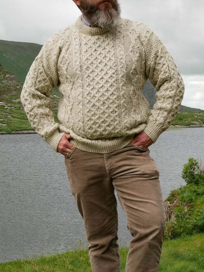 Men's Retro Simple Casual Round Neck Pullover Sweater