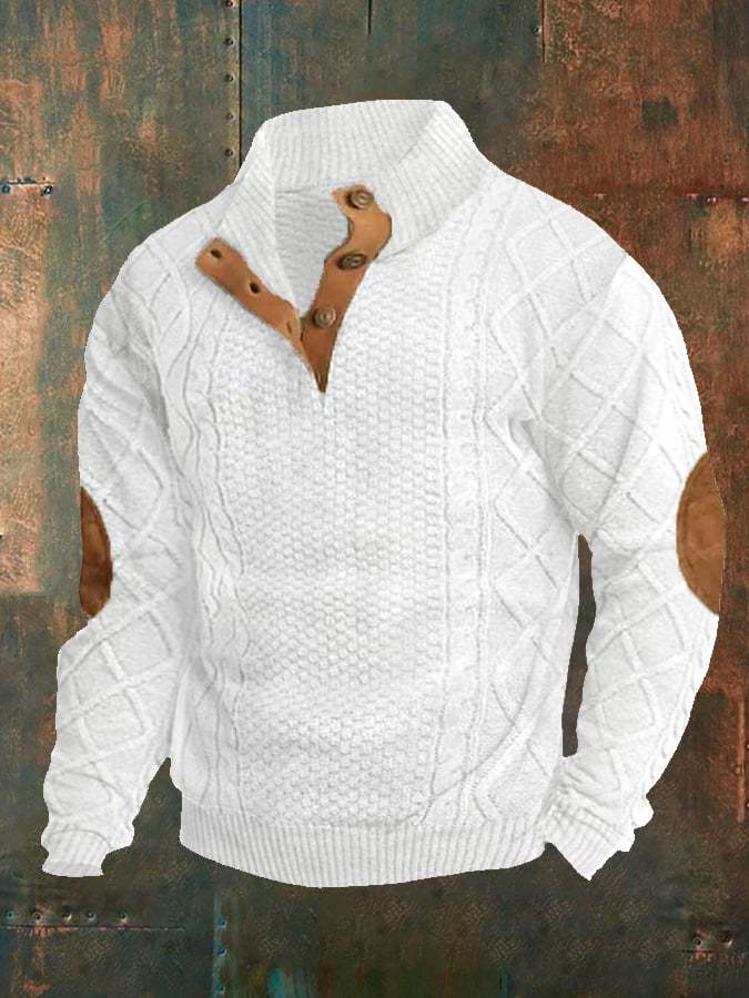 Men's Knit Argyle Button-Down Sweater