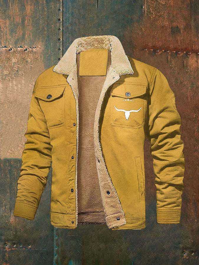 Men's retro western winter fleece jacket