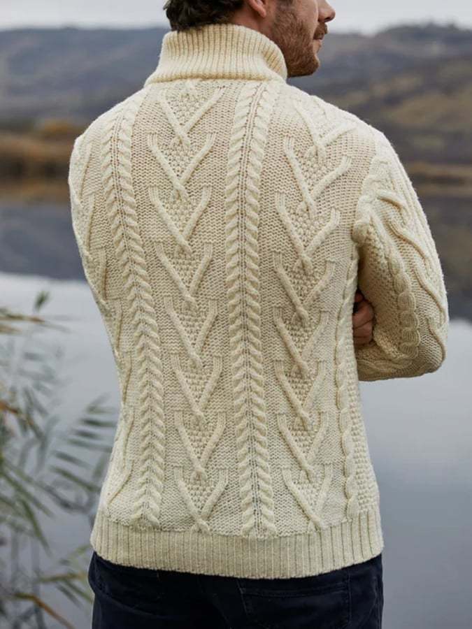Men's Retro Simple Casual Zipper Pullover Sweater