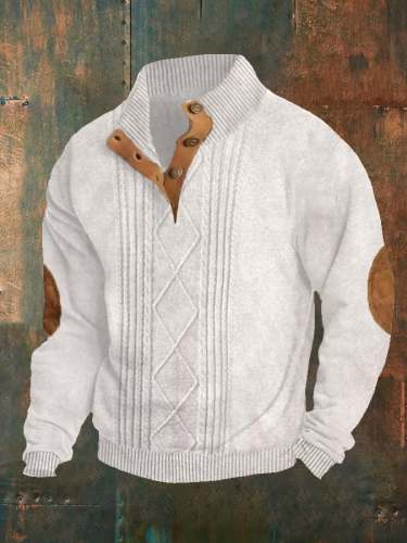 Men's Argyle Cable Button-Down Knit Sweater