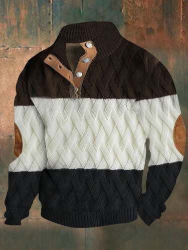Men's Contrast Color Sweater Casual Pullover