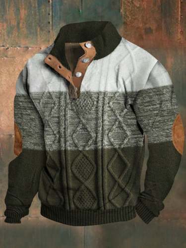 Men's Casual Contrast Sweater Pullover