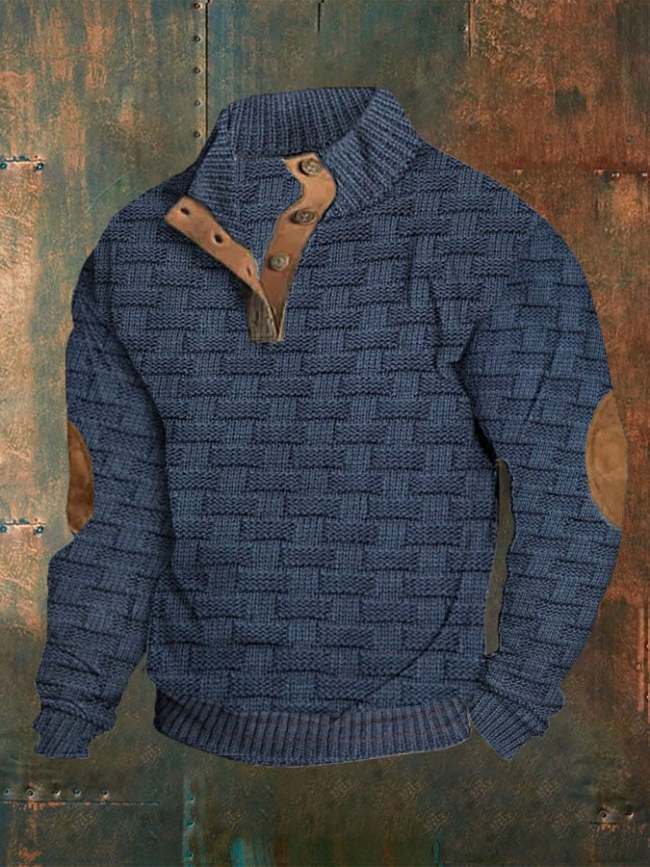Men's casual long plaid sweater pullover